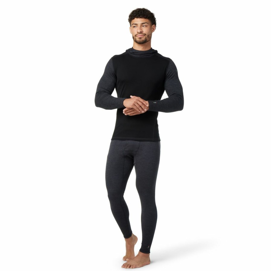 Men'S Shirts * | Smartwool Classic Thermal Merino Base Layer Rib Hoodie Men'S Black