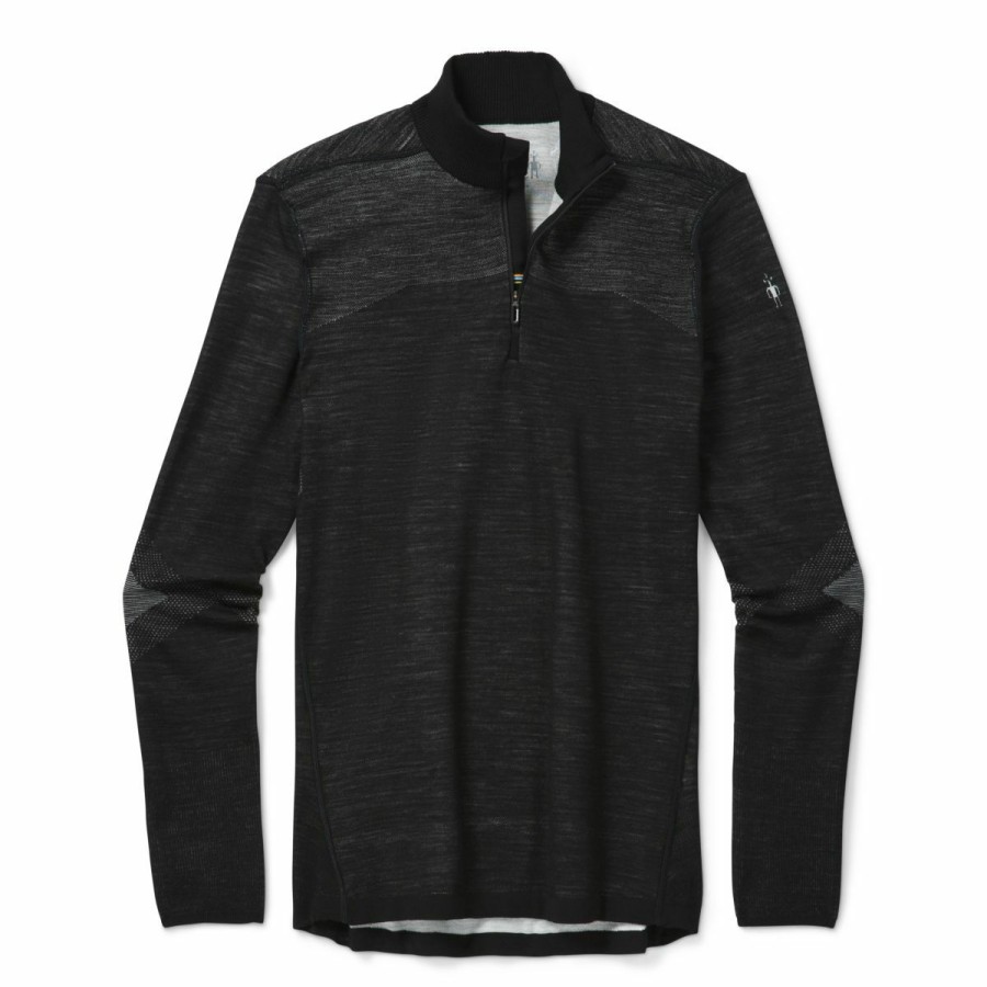 Men'S Shirts * | Smartwool Intraknit Thermal Merino Base Layer 1/4 Zip Men'S Black / White