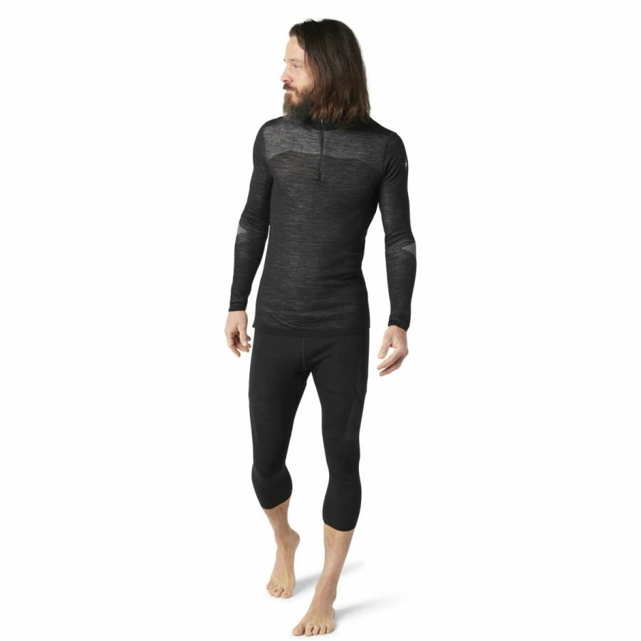 Men'S Shirts * | Smartwool Intraknit Thermal Merino Base Layer 1/4 Zip Men'S Black / White