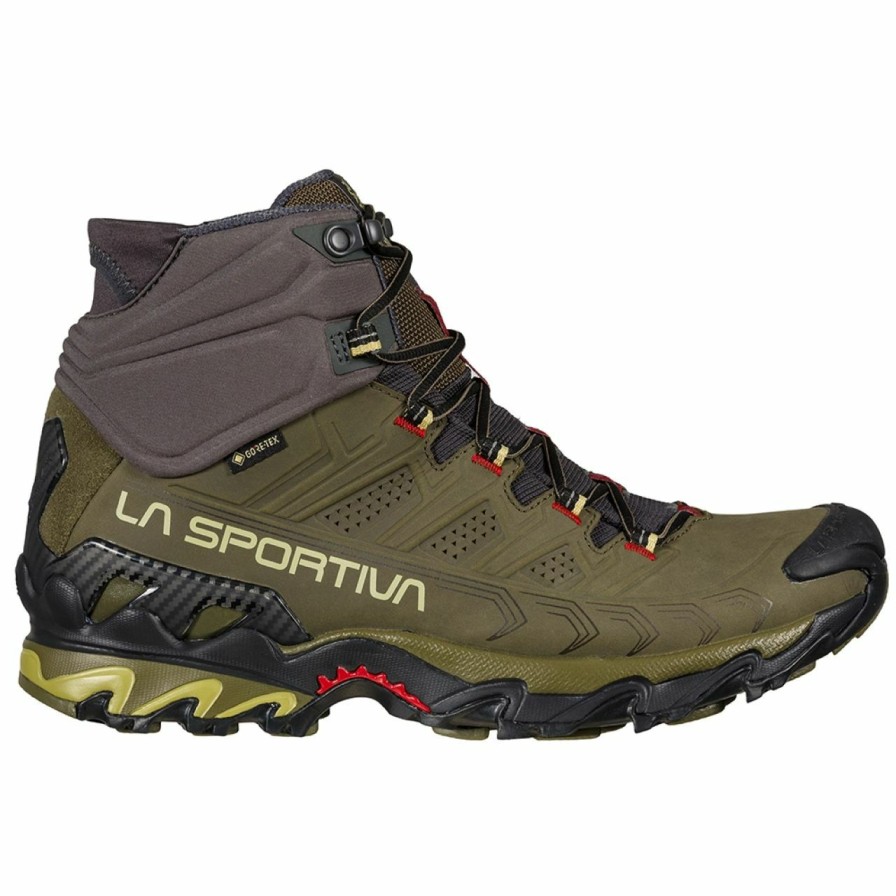 Footwear * | La Sportiva Ultra Raptor Ii Mid Leather Wide Gtx Men'S Ivy / Tango Red