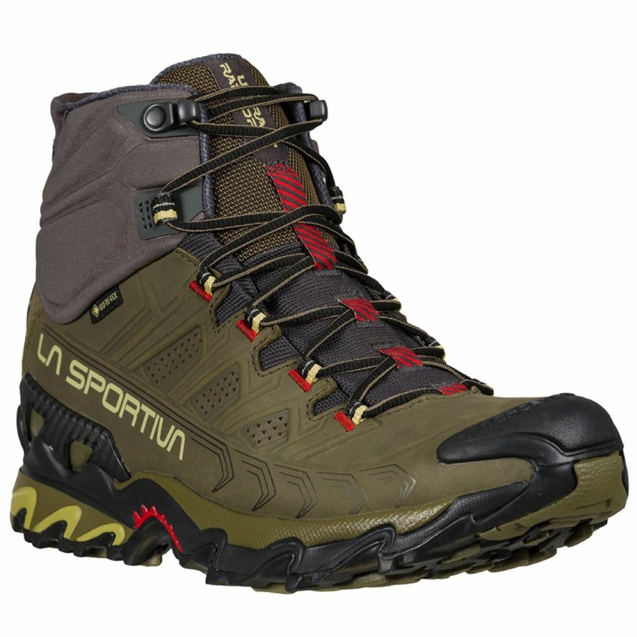 Footwear * | La Sportiva Ultra Raptor Ii Mid Leather Wide Gtx Men'S Ivy / Tango Red