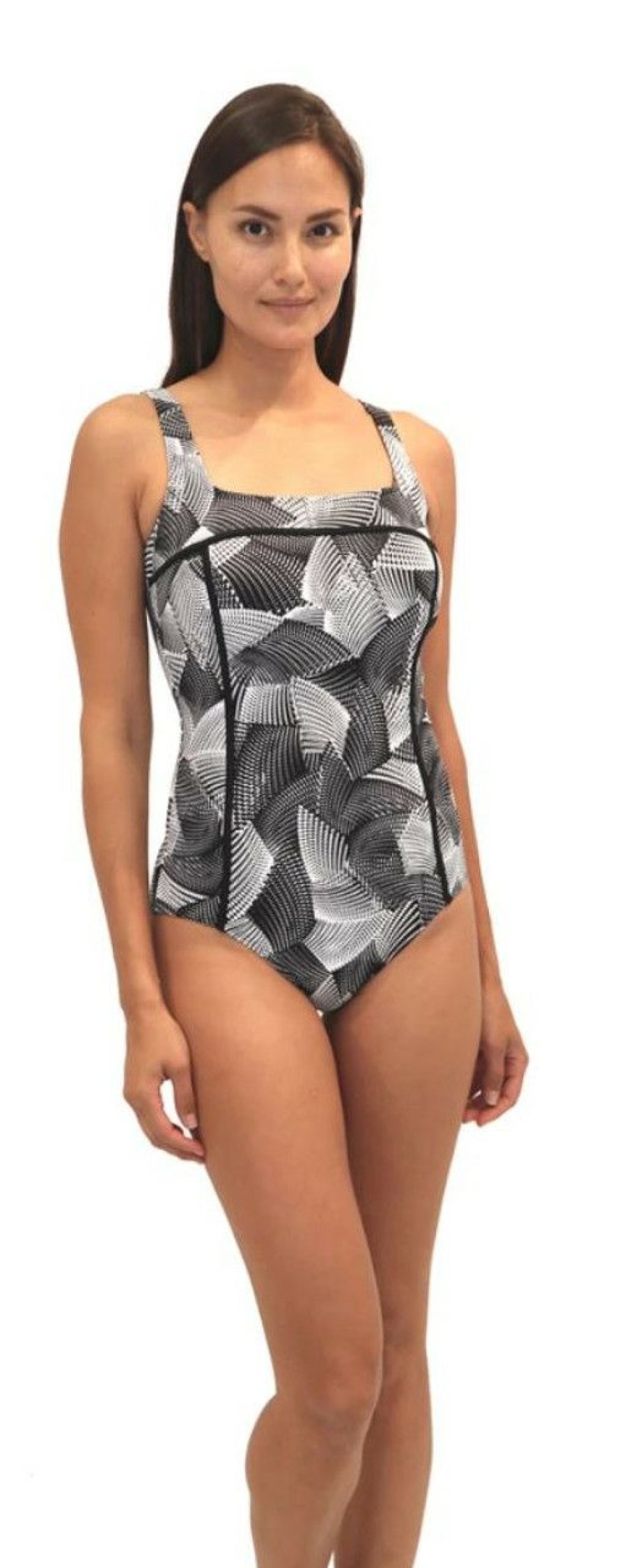 Swimwear * | Fit4U Fit 4U Whirlwind Square Neck Tank W/ Keyhole Back